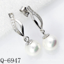 Pendientes de perlas de plata de ley 925 de joyería de moda (Q-6947)